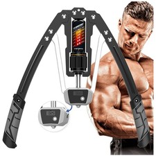 Hydraulic Adjustable Arm Exerciser: 22-440lbs Strength Trainer with LCD Display