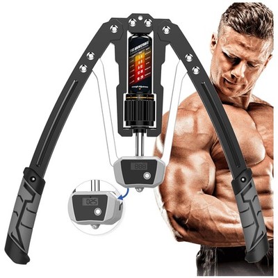 Hydraulic Adjustable Arm Exerciser: 22-440lbs Strength Trainer with LCD Display