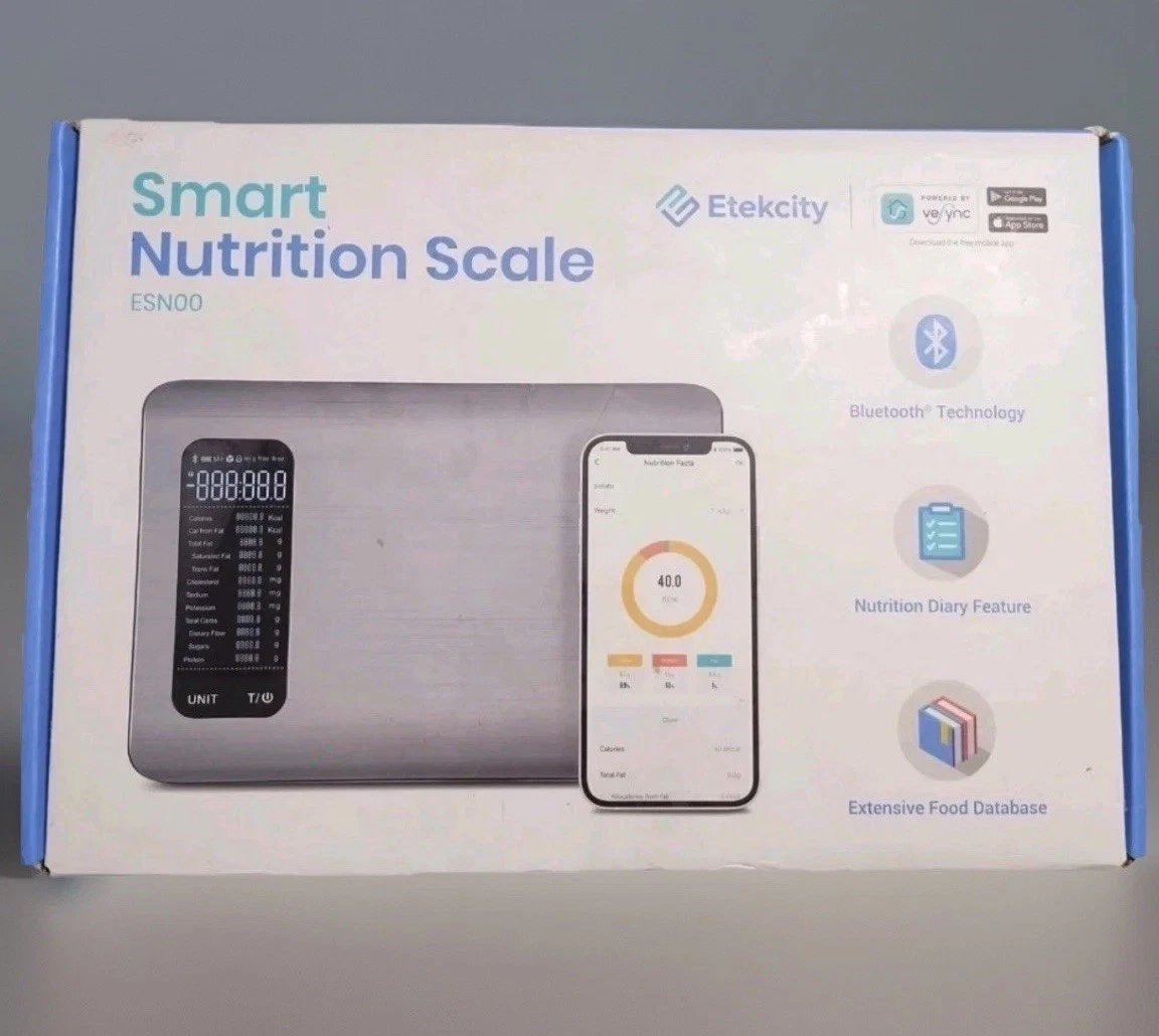 Etekcity Smart Bluetooth Kitchen Scale App W/ Nutritional Calculator Aluminum