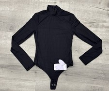 Women's MANGOPOP Mock Neck Top Long Sleeve Bodysuit Size XS Black NWT