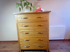 Solid Oak Chest of Drawers 5 drawers, nature wooden colour