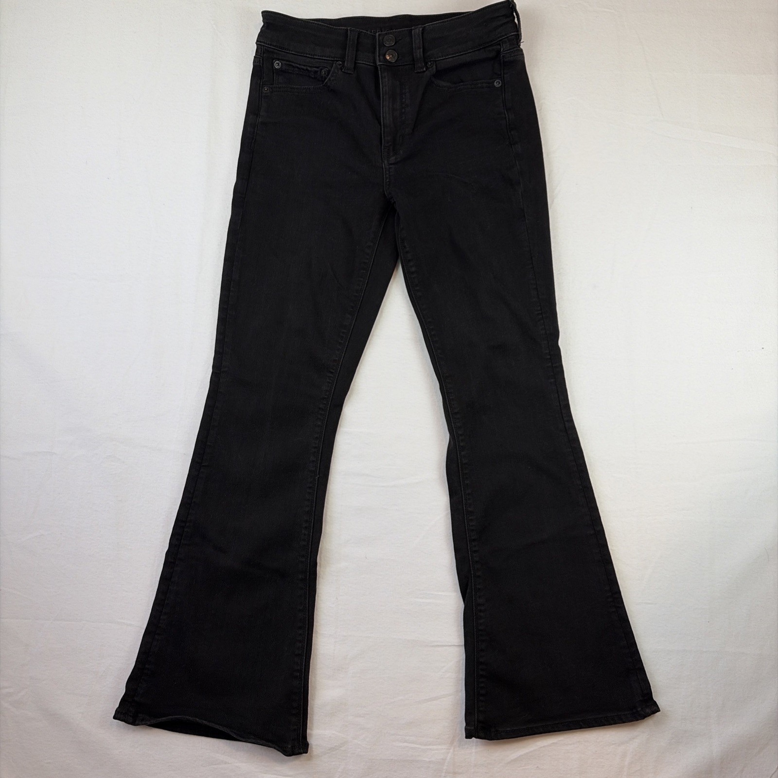 American Eagle Jeans Womens 4 Short Black Artist Flare High Rise Stretch Denim