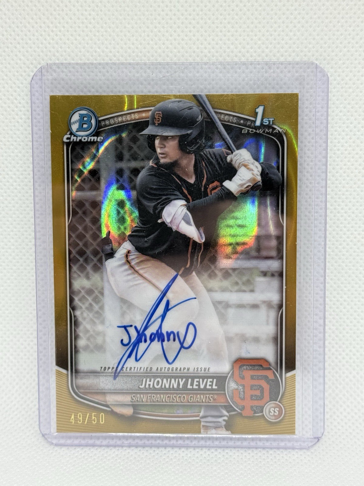 2025 Bowman #CPA-JL Jhonny Level Chrome Prospects Auto Gold Lava Refractor #/50