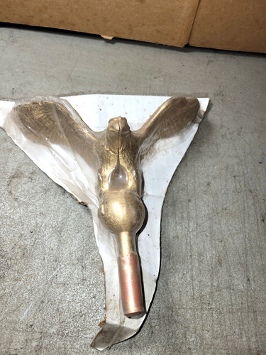 Vintage Cast Brass with steel Stem EAGLE Flagpole topper ?  9'' tall