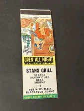 Vintage Idaho Matchbook: “Stan’s Grill” Blackfoot