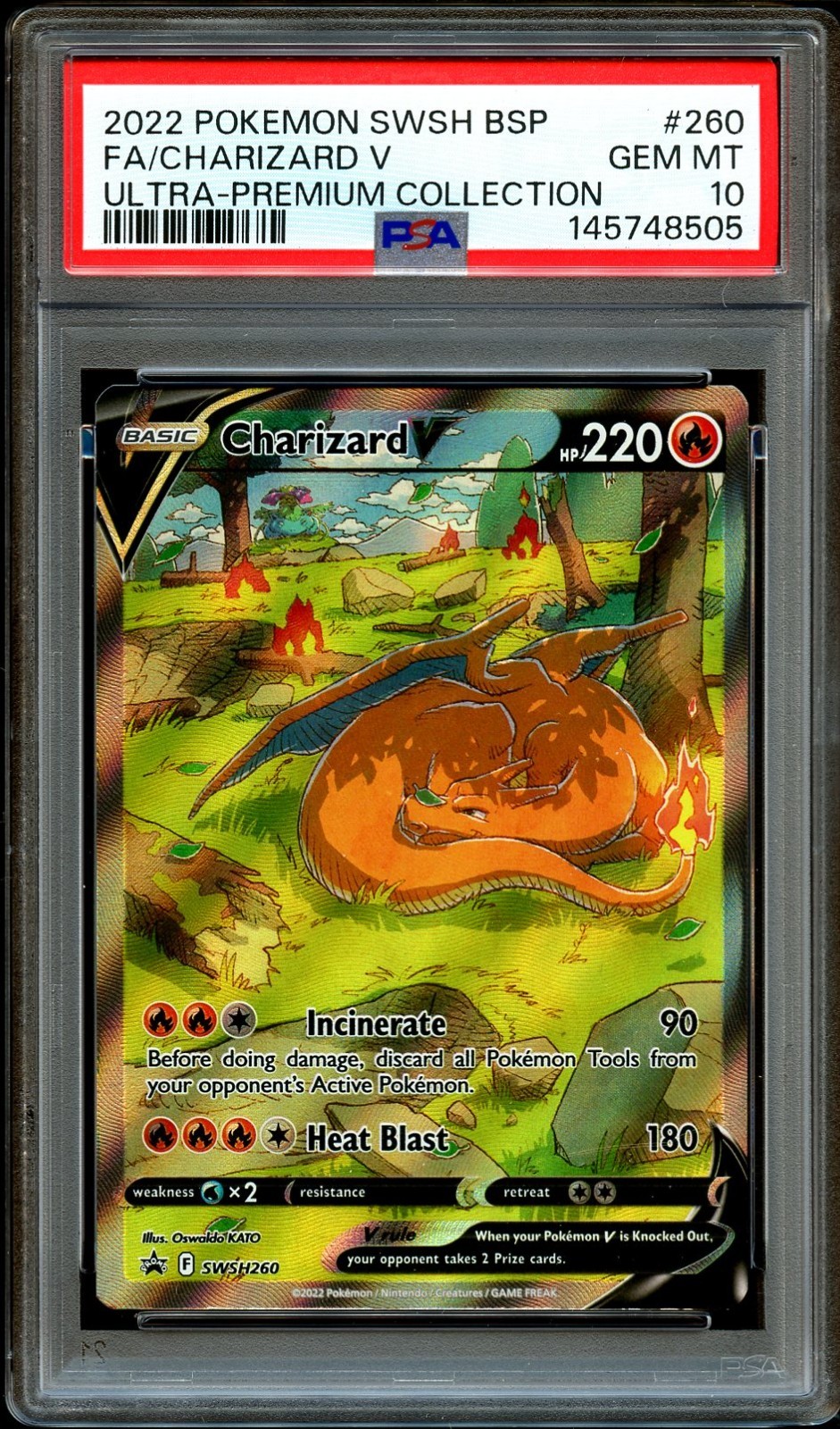 PSA 10 GEM MINT Charizard V SWSH260 UPC ALTERNATE ART PROMO Pokemon Card 505