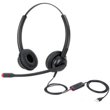 USB Headset with Mic for PC Computer Laptop Headphones with Noise Cancelling ...