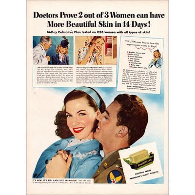 1944 Palmolive Soap Original Vintage Print Ad