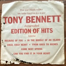 Coca-Cola Tony Bennett Autographed Promo Record Insert/Letter White Red Soda
