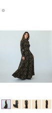 Black Wool and Gold Embossed Embroidery Floor Length Dress~Excellent Condition