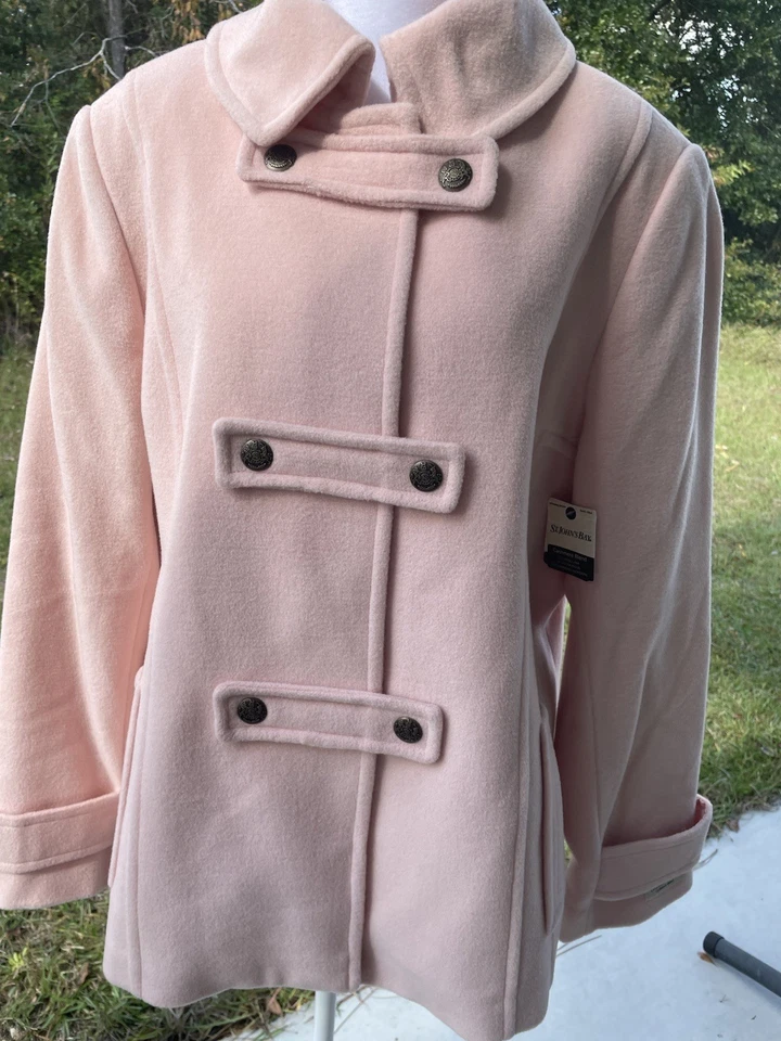 Abrigo St John's Bay Talla XL Lana Mezcla Cachemira Rosa Lt P Nuevo con Etiqueta $200 Foto 4 de 4