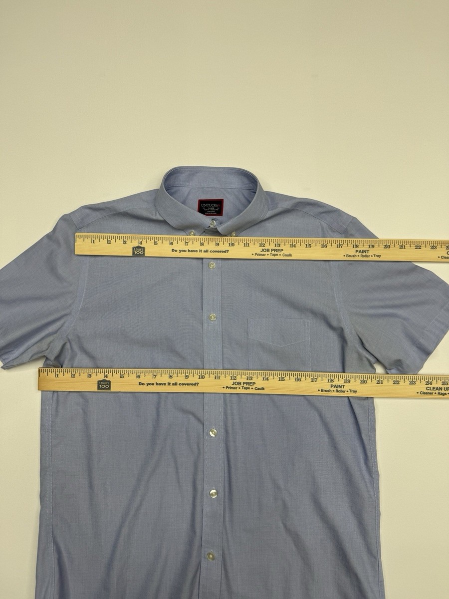 UNTUCKit Hillstowe Slim Fit Short Sleeve Button-Down Wrinkle Resistant Blue L View 4