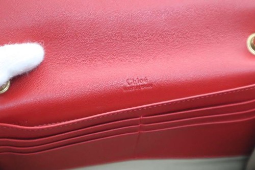Chloe Chain Shoulder Bag Clutch Bag Diagonal Leather Red Used - Picture 7 of 10