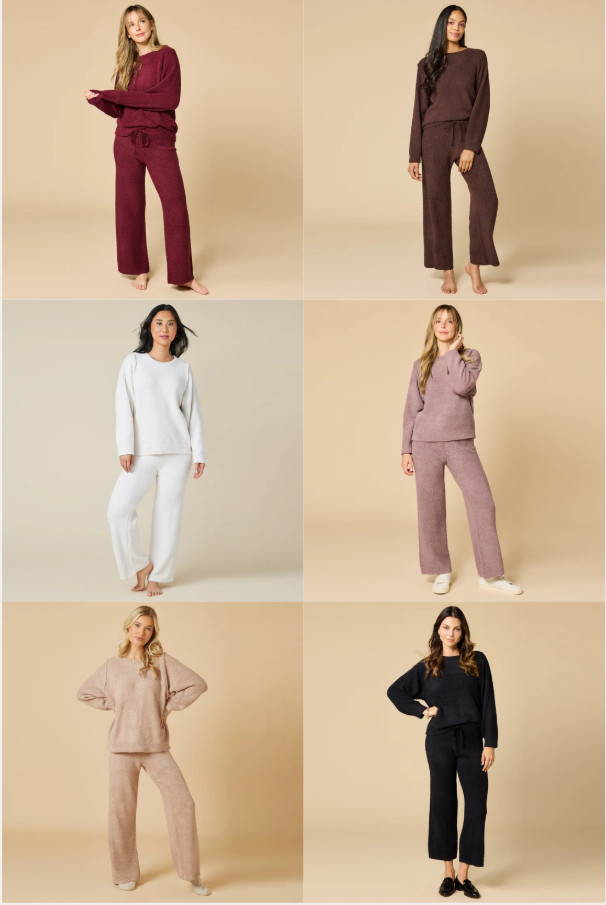 Softies Solid Marshmallow Reverse Seam Crew Neck Lounge Set Multiple Colors