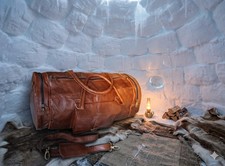 Borsone 25" identico nuovo uomo pelle marrone pelle di capra viaggio