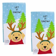 Kay Dee Designs Let It Snow Kitchen Hand Towel Set Puppy Dog Antlers