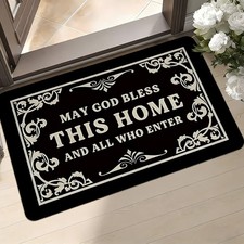May God Bless This Home Non Slip Doormat Vintage Entryway Welcome Mat Decoration