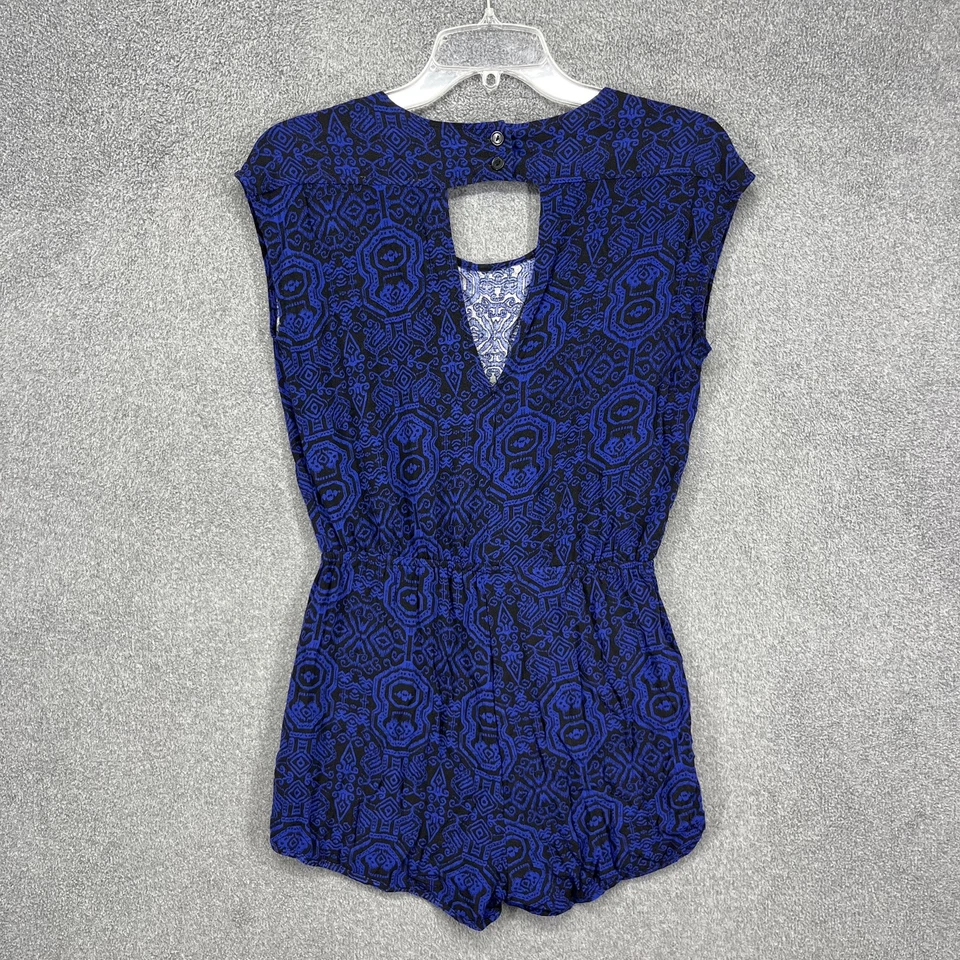 Ambiance Apparel Romper Womens Small Geometric Print Keyhole Back Rayon Jumpsuit - Image 2 of 4