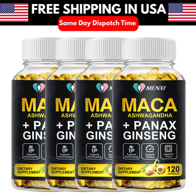 Organic Maca Root + Panax Ginseng 11400mg, Peruvian Maca Extract for Men & Women