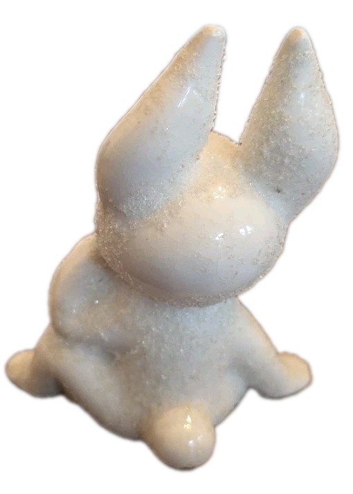 Vintage Sugar Glazed Snow Baby Bunny Rabbit Ceramic Figurines Set Of 3