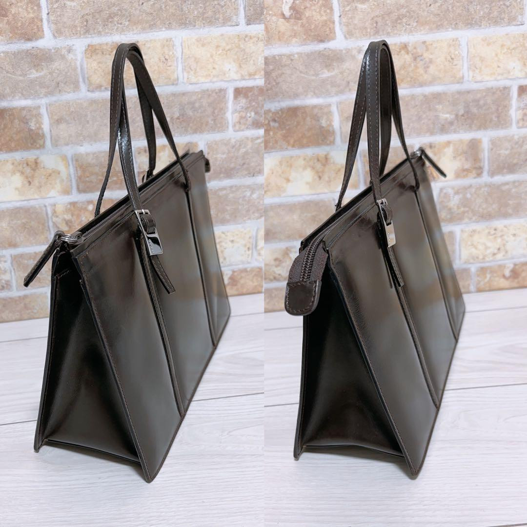 ハンドバッグ GUCCI HAND BAG GUCCI Vintage Handbag Brown Leather Logo Design Elegant USED