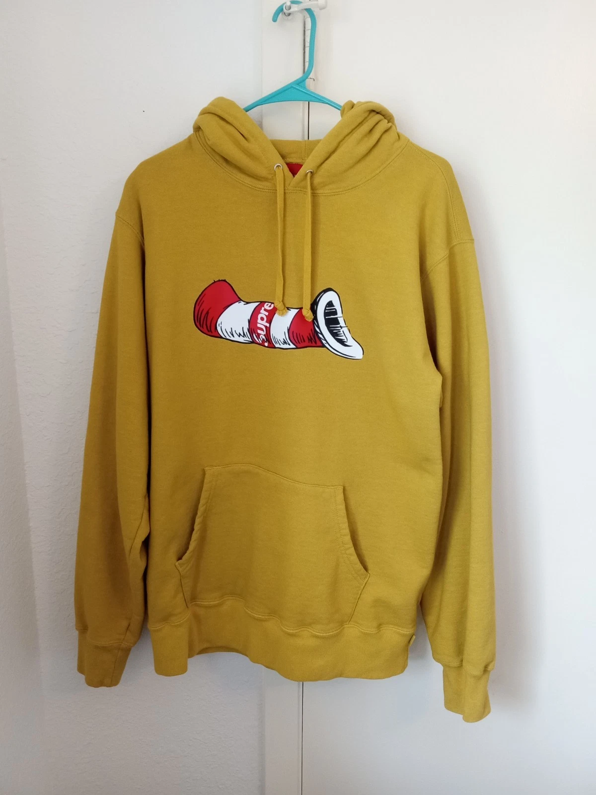 Sweat à capuche moutarde Supreme Cat in the Hat taille L