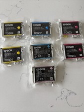 Epson T0802/T0803/T0804/T0806 Genuine Original Ink Cartridges - 7 in total