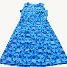 J. McLaughlin Size XS Blue Rue Pineapple Print Sleeveless Split Neck Shift Dress