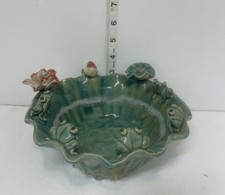 VTG RARE Weller Pottery Art Frogs Lily Pad Bowl Ashtray/flower Frog