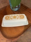 Vintage 1970’s Pyrex Butterfly Gold Milk Glass Butter Dish 72-B
