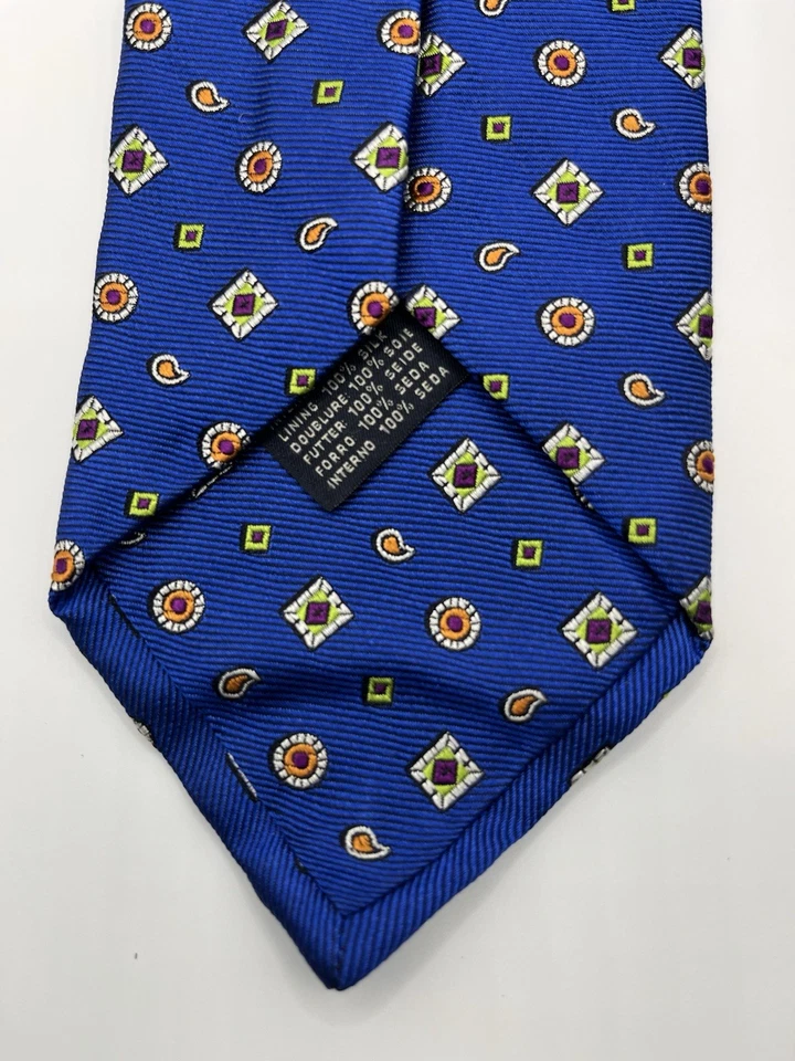 Corbata ETRO para hombre 100 % seda diseñador ITALIA azul geométrico usada en excelente estado Foto 3 de 4