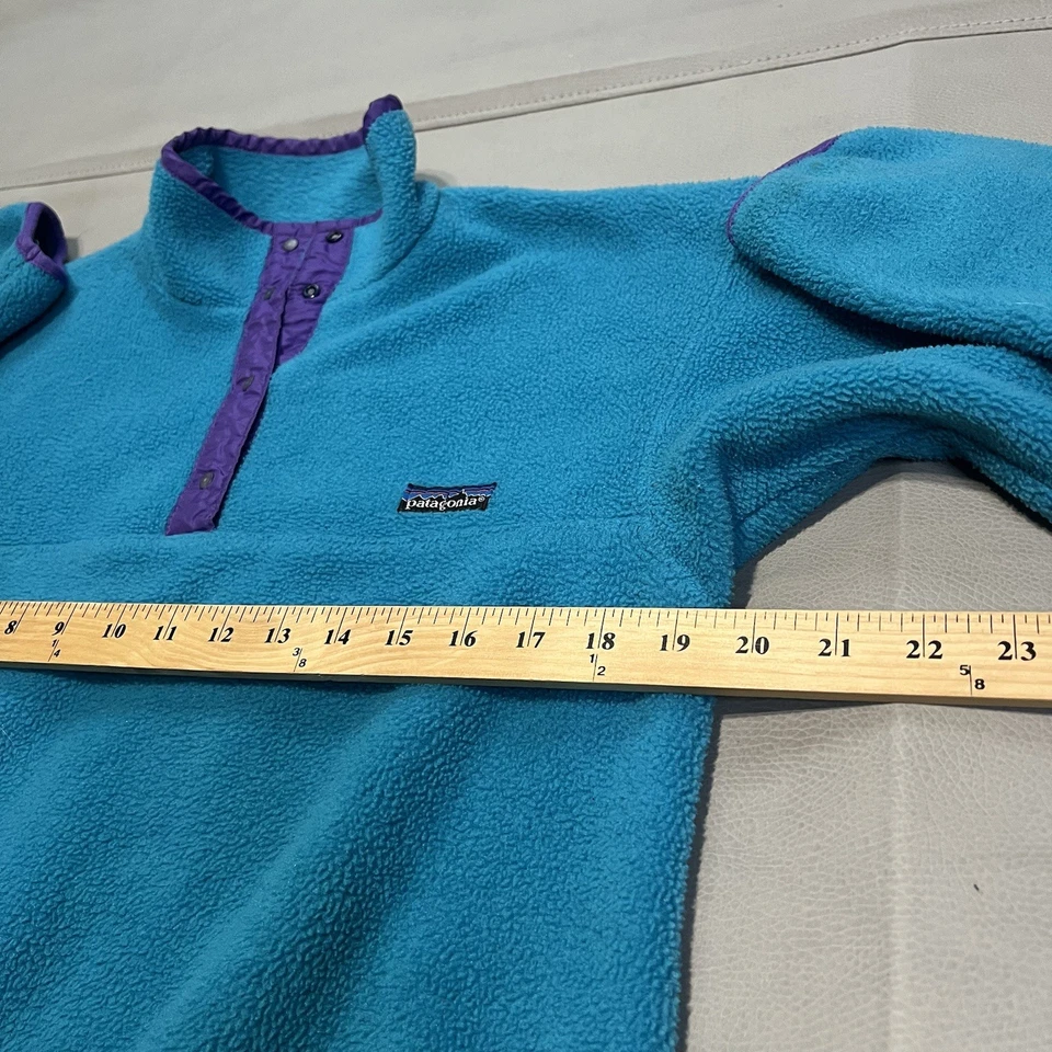 Chaqueta De Colección Años 90 PATAGONIA Polar Hombres Synchilla 1/4 Cremallera T Snap Aqua Teal EE. UU.-9/10- Foto 4 de 4