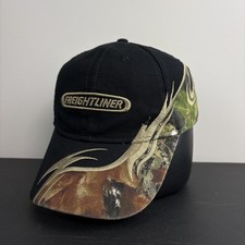 Freightliner Trucks Hat Black Camo Flame Embroidered Oval Logo Semi Trucker Cap