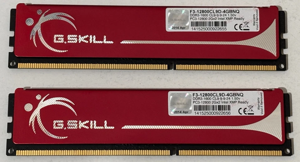 G.SKILL DDR3-1600 PC3-12800 RAM 2 * 2 GB = 4 GB