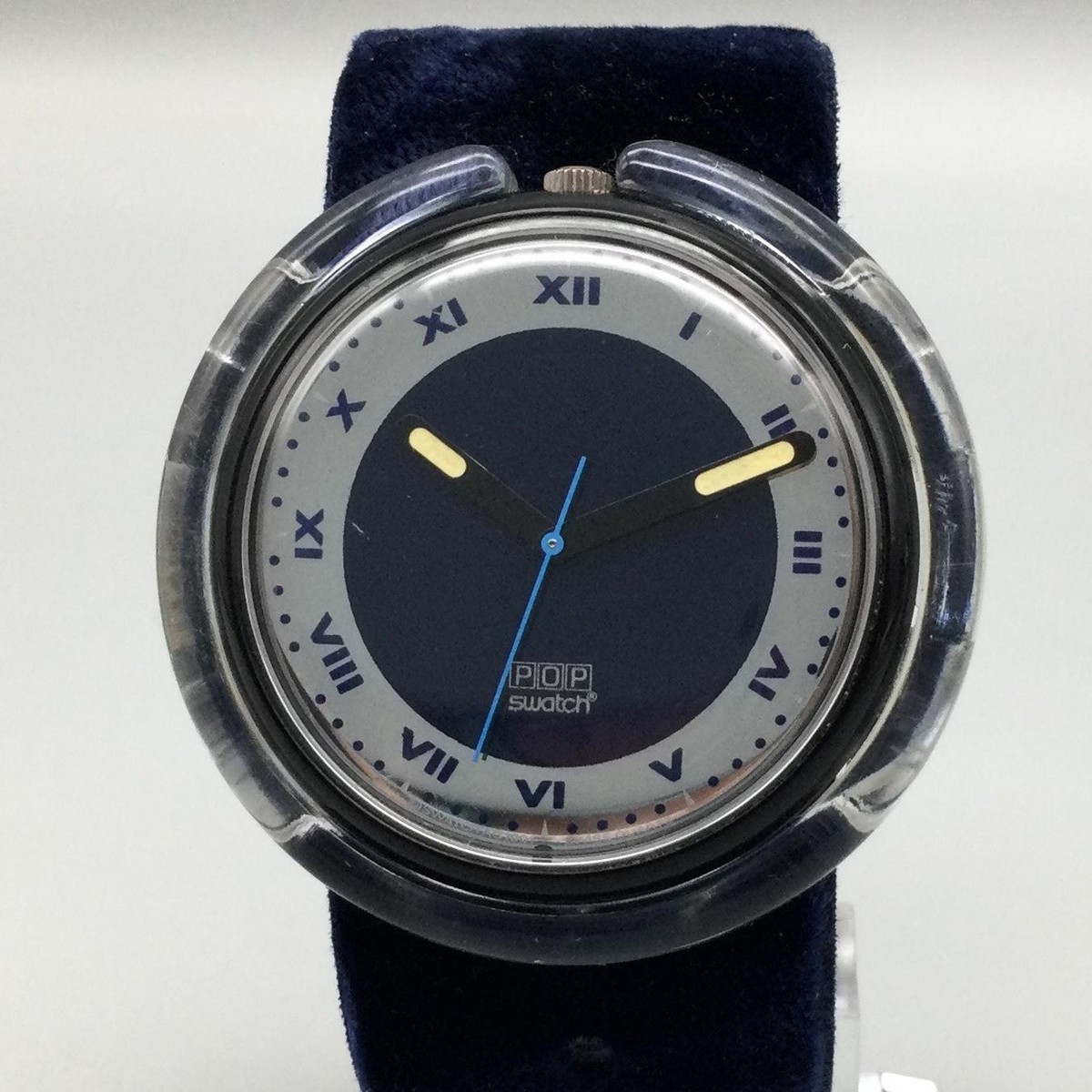 パ*チ様 Swatch  Pop アナログ時計 Vintage Swatch Pop Blue Velvet Mens Watch 47mm Blue Clear Swiss