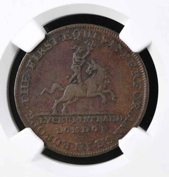 1790'S Great Britain 1/2 Penny Middlesex Lyceum Copper D&H-362A NGC XF 40 BN - Image 3 of 4