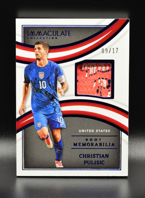 Christian Pulisic Match Worn Boot Memorabilia 2022 Immaculate 9/17 Sapphire USA