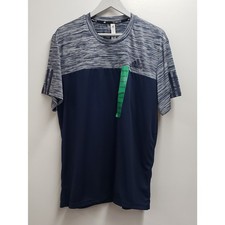 adidas Navy and Heather Grey Colorblock Training Tee Men"s XL