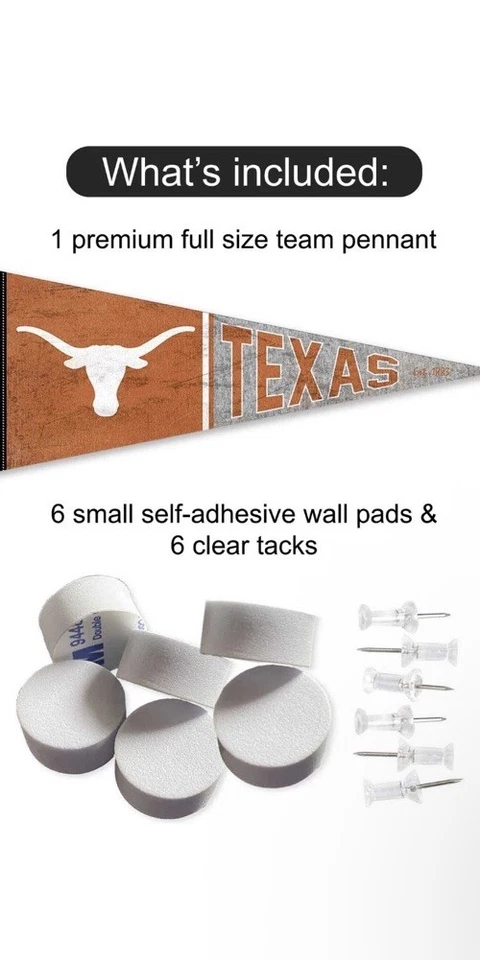 Texas Longhorns Retro Throwback Vintage Classic Wall Banner Pennant Flag NEW - Image 2 of 4