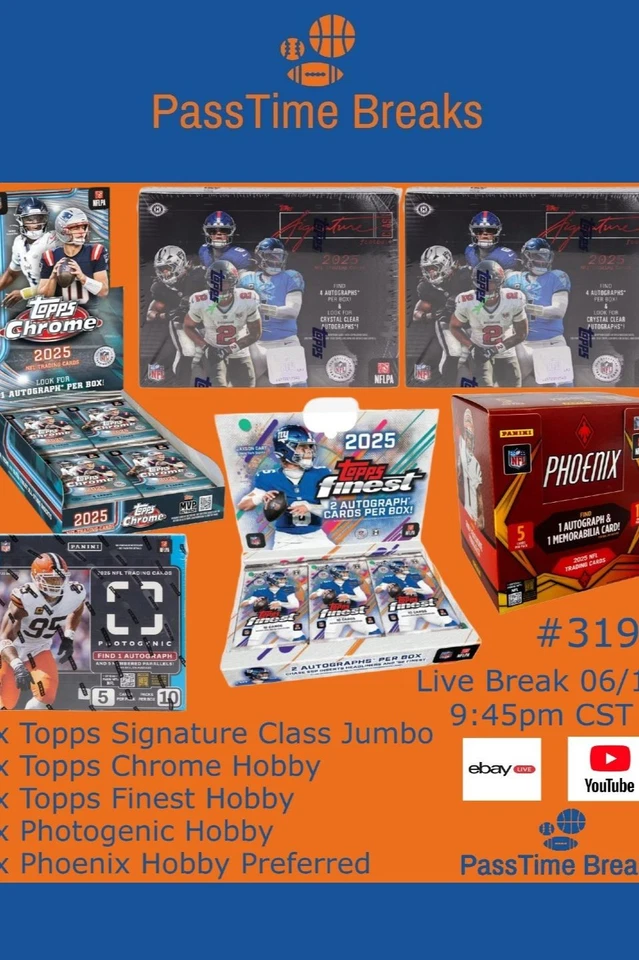 2025 TOPPS SIGNATURE CLASS FINEST CHROME FOOTBALL - 6x Box Hobby BREAK 3194