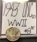 1943 Mercury Silver Dime UNC! WWII! ENN Coins