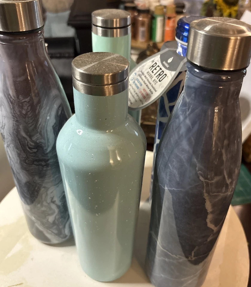 Conjunto de 5 garrafas de água medalha com tampas de parafuso suprimentos para artesanato em branco grande novo com etiquetas - Imagem 2 de 4