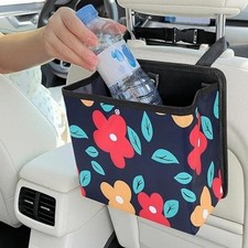 Car Trash Can With Pocket Collapsible Vehicle Garbage Bin With 60 Pcs Trash Bag
