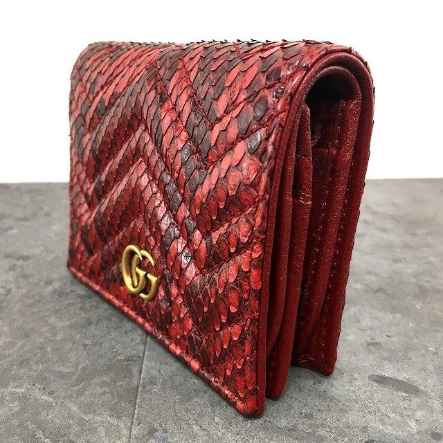 Gucci 466492 Python Red Bifold Wall Key Holder Us… - image 4
