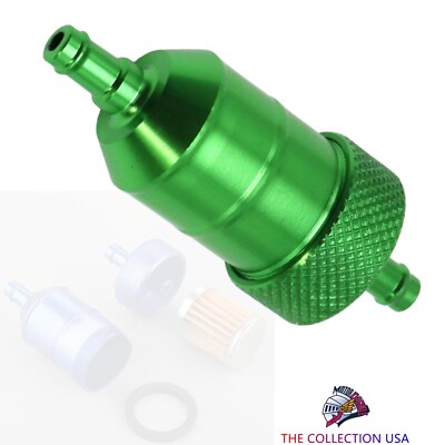 Fuel Filter - 1/4'' OD & .14'' ID - green- Fits Scooters, Motorcycles, ATVs, Dir