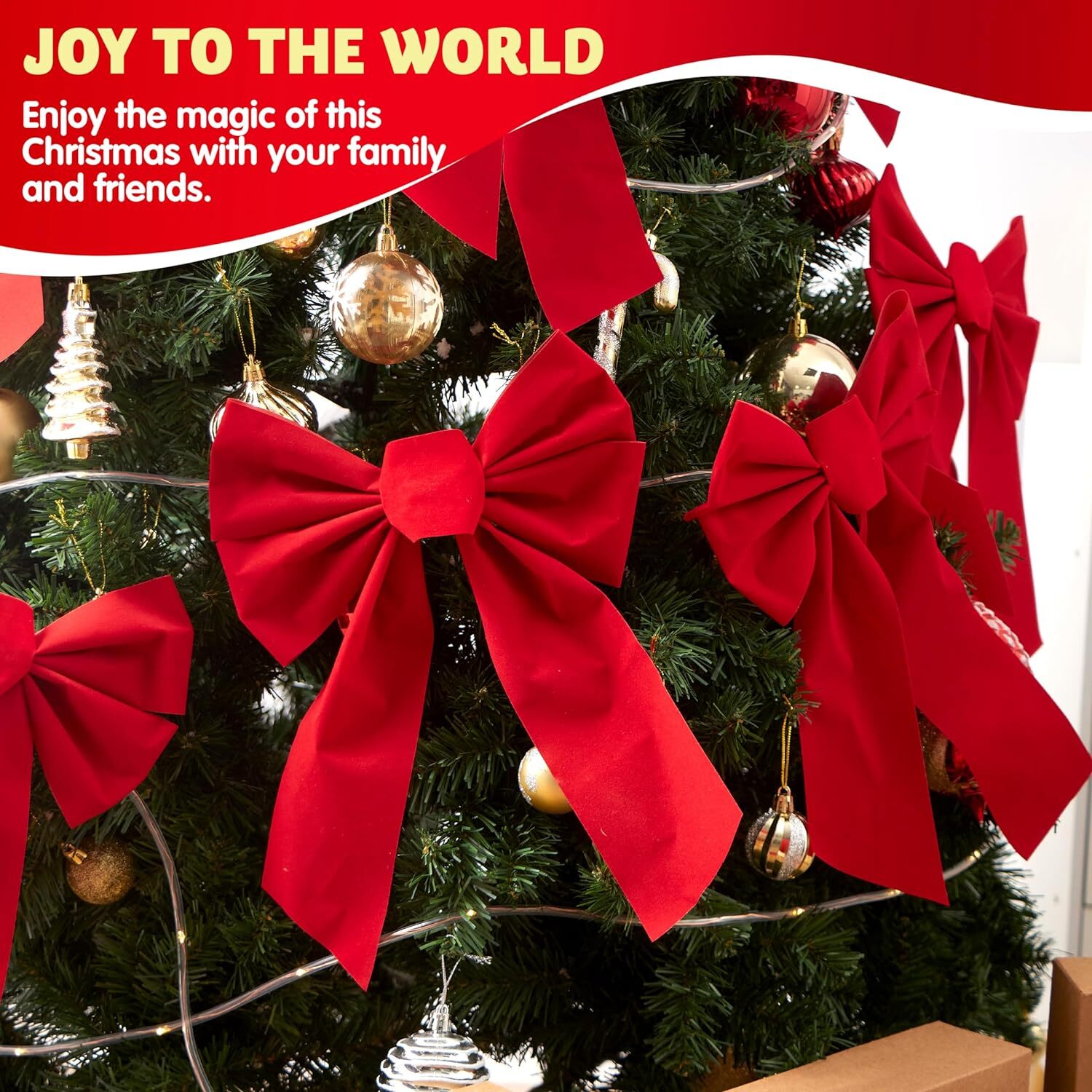 12 Pack Christmas Red Velvet Bows 23" x 9" Decorative Christmas Bows