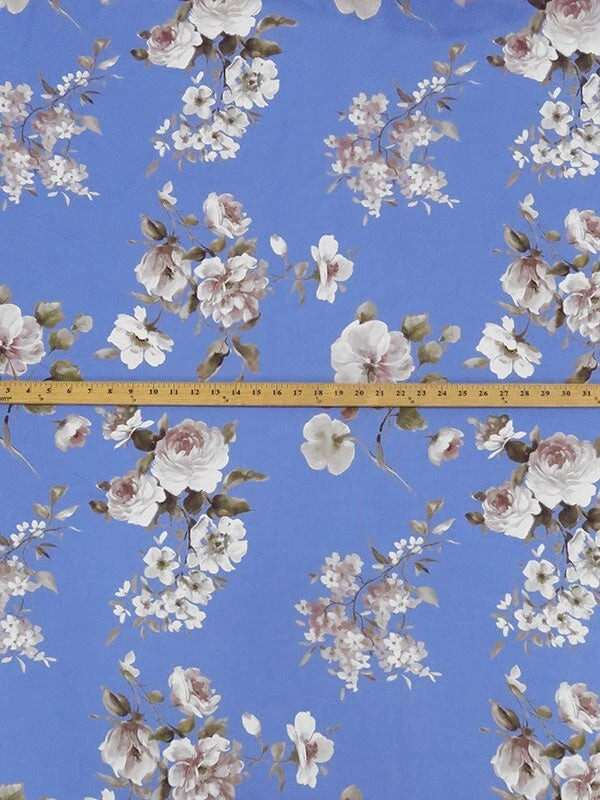 Tela de gasa floral periwinkle tela de ropa semi transparente por yarda  Foto 2 de 3