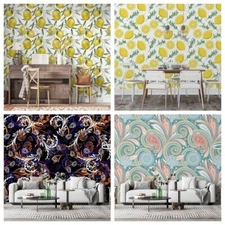 3D Lemon Floral Pattern Self-adhesive Wallpaper Removable Wallpaper Wall Mural