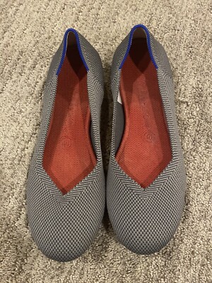 Rothy's Womens Gray Recycled Knit Round Toe Casual Slip On Ballet Flats Size 8