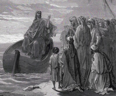 1800s DORE RELIGIOUS 1800s Woodcut Jesus at the Sea of Galilee